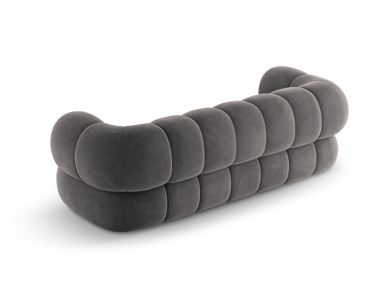 Elegantes 3-Sitzer Sofa Koge aus weichem Velours in Grau, ideal für gemütliche Abende und stilvolle Einrichtungsideen.
