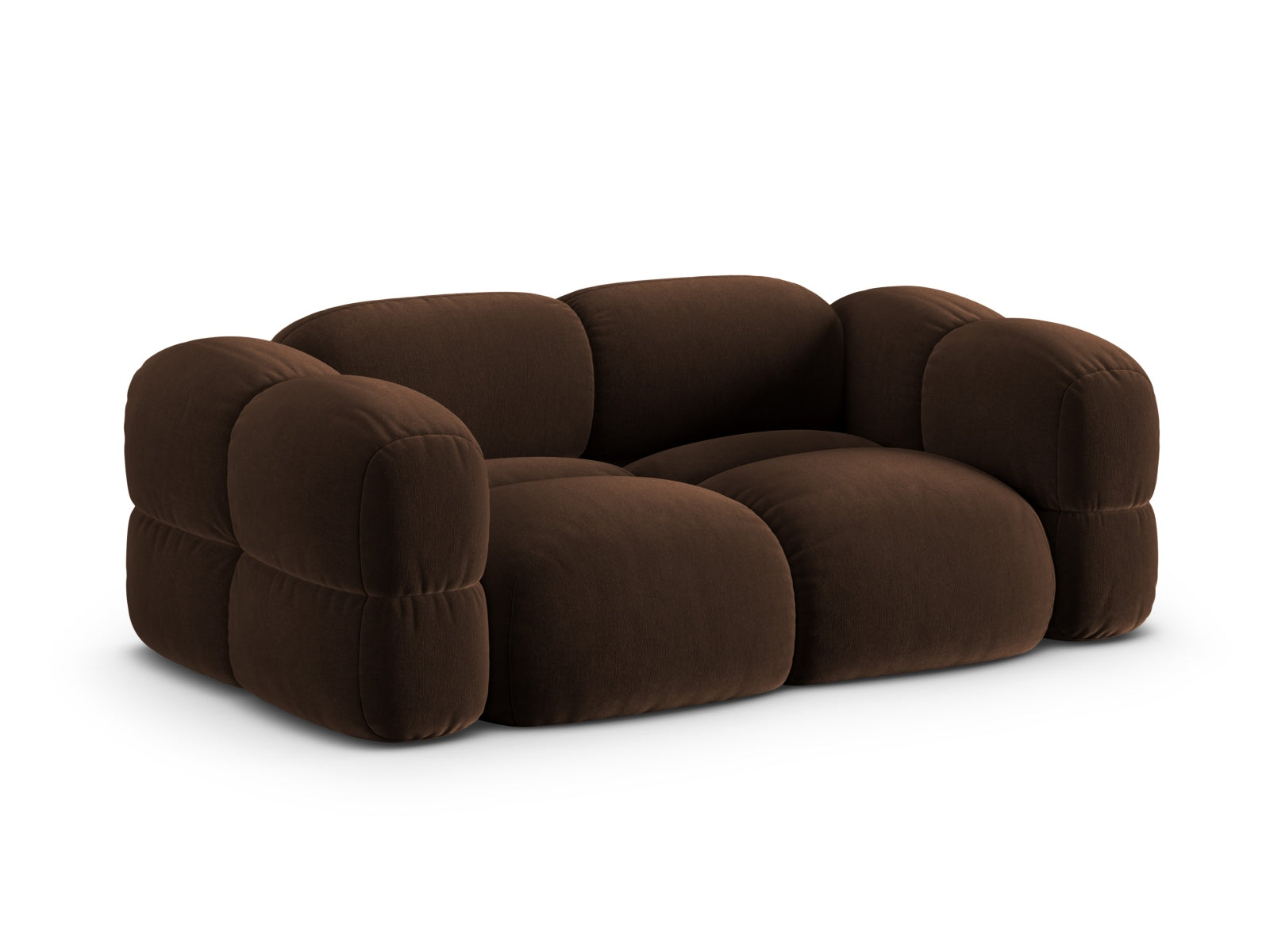 Stilvolles 3-Sitzer Sofa Loretto aus Velours in edlem Chocolate-Vogue, perfekt für gemütliche und moderne Wohnambiente.