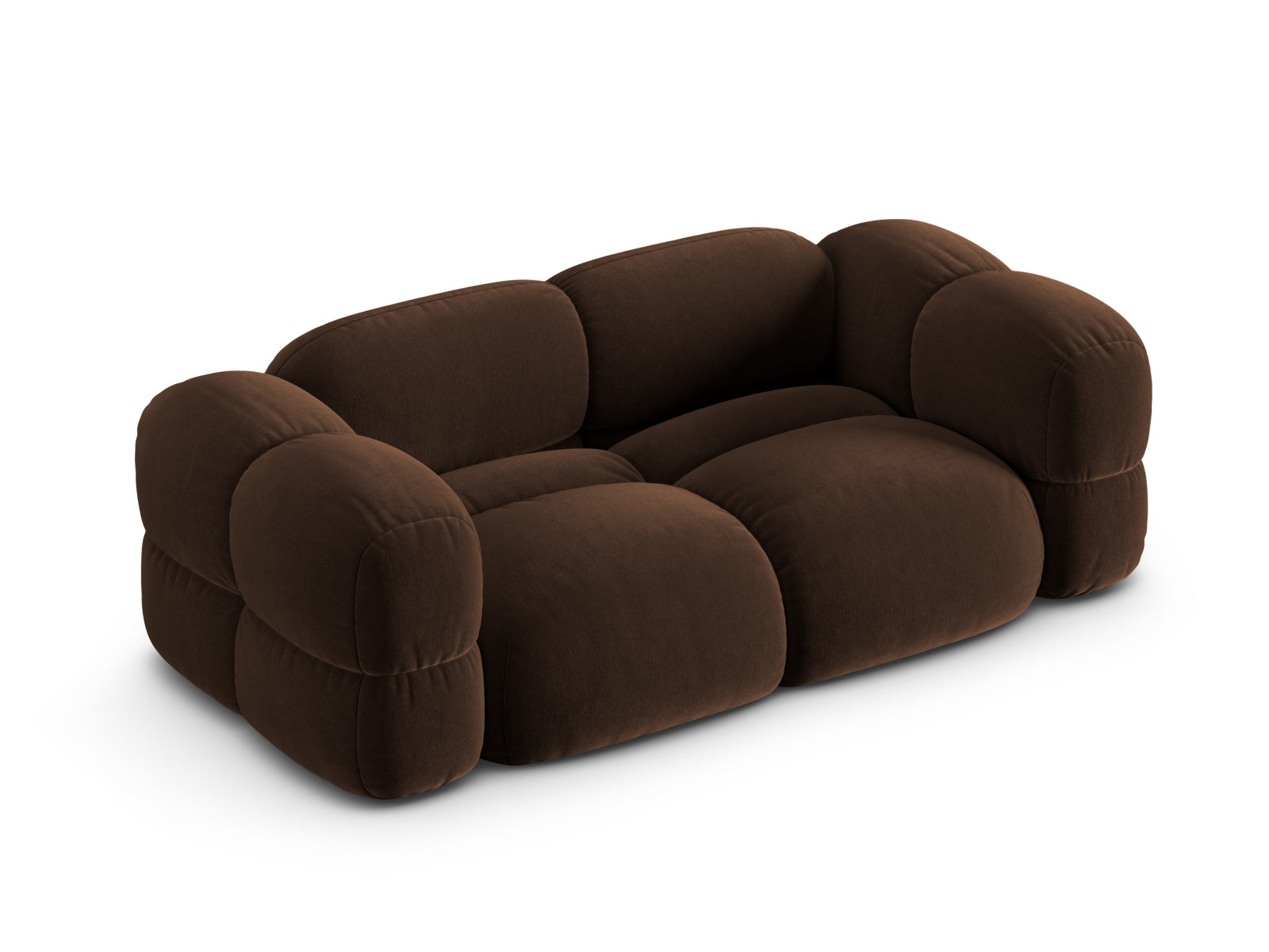Elegantes 3-Sitzer Velours Sofa Loretto in luxuriösem Chocolate-Vogue, ideal für stilvolle und einladende Wohnräume.