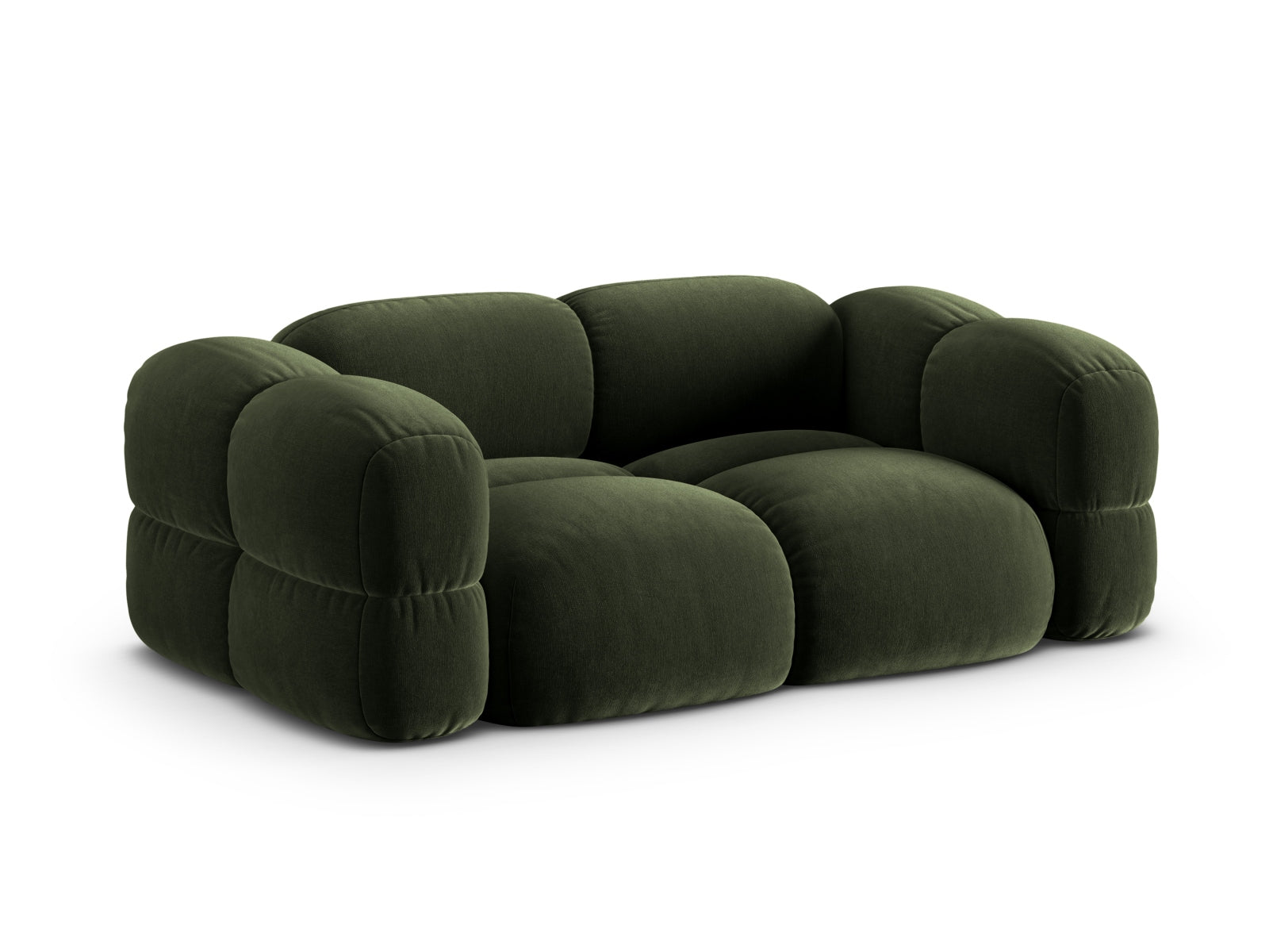 Stilvolles 3-Sitzer Sofa Loretto aus Velours in elegantem Grün, perfekt für zeitgemäße Wohnkonzepte und gemütliche Abende.