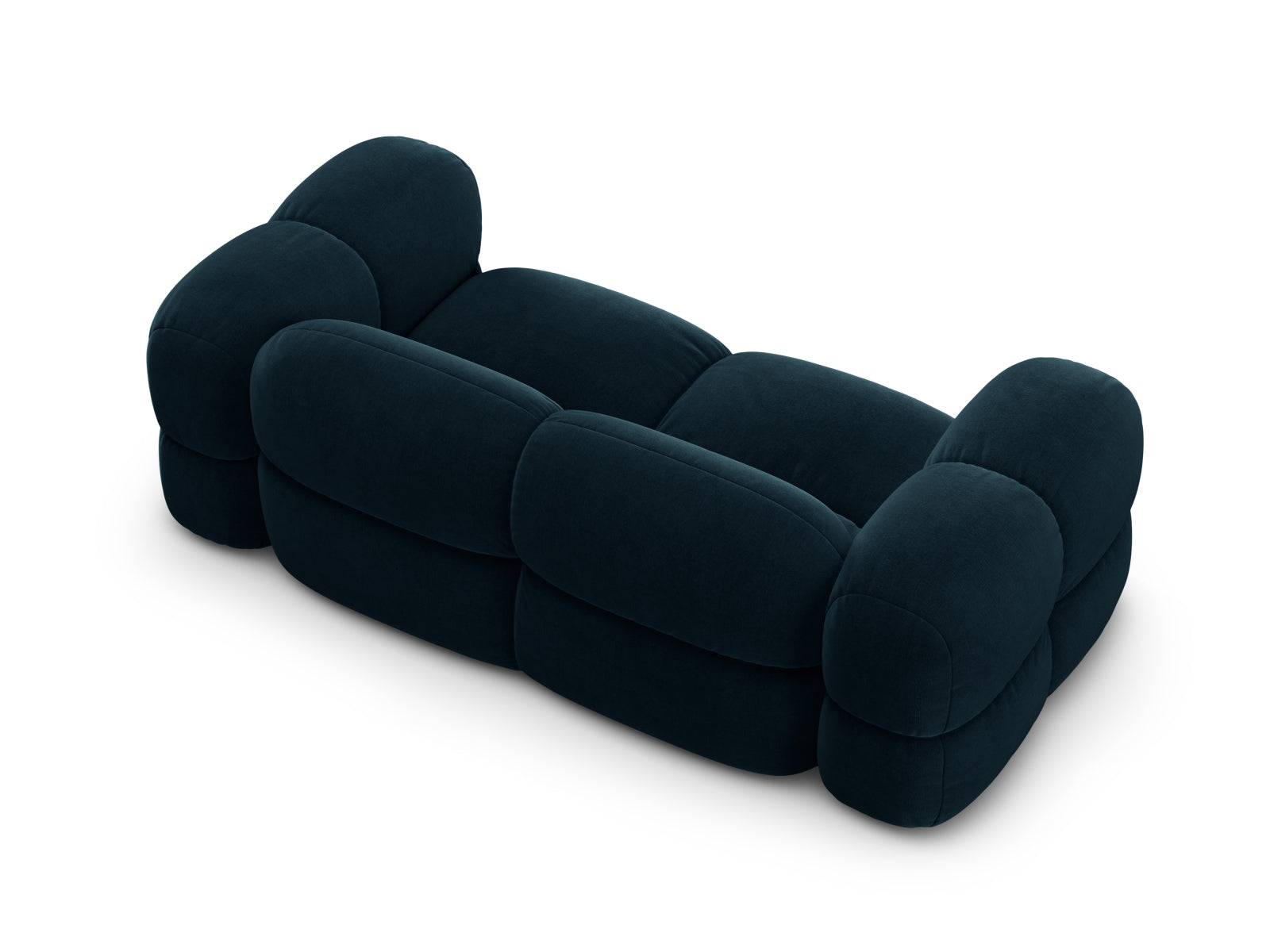 Stilvolles 3-Sitzer Sofa Loretto in luxuriösem Petrolvelours, perfekt für moderne Wohnzimmer und gemütliche Stunden.