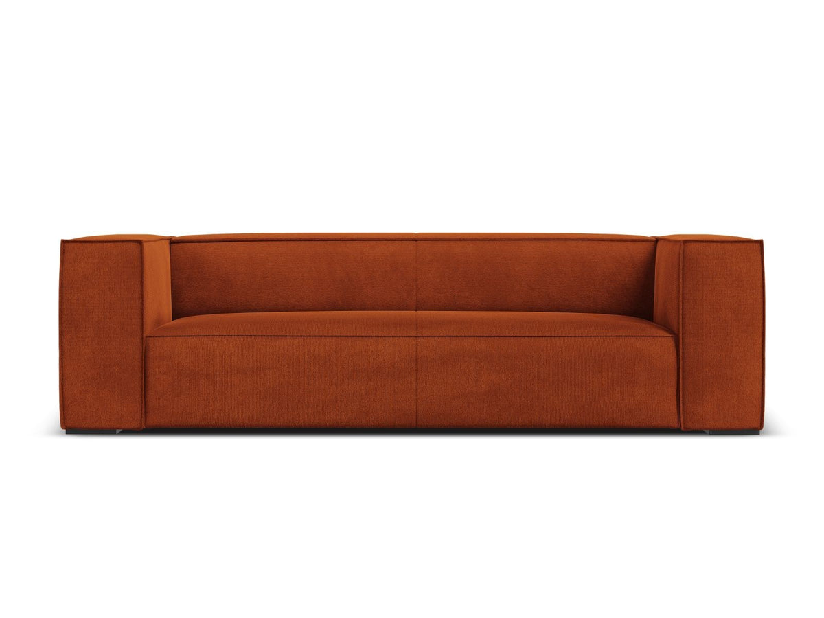 Beiges 3er Sofa Turin von Cosmopolitan Design mit Chenille-Stoffbezug Rosario, Massivholzrahmen und Beinen aus schwarzem Buchenholz.