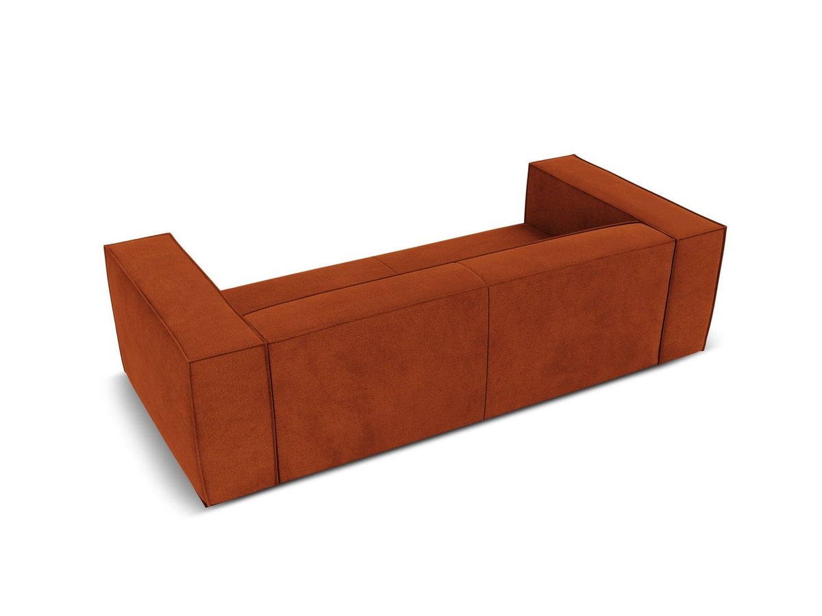 Beiges 3er Sofa Turin von Cosmopolitan Design mit Chenille-Stoffbezug Rosario, Massivholzrahmen und Beinen aus schwarzem Buchenholz.