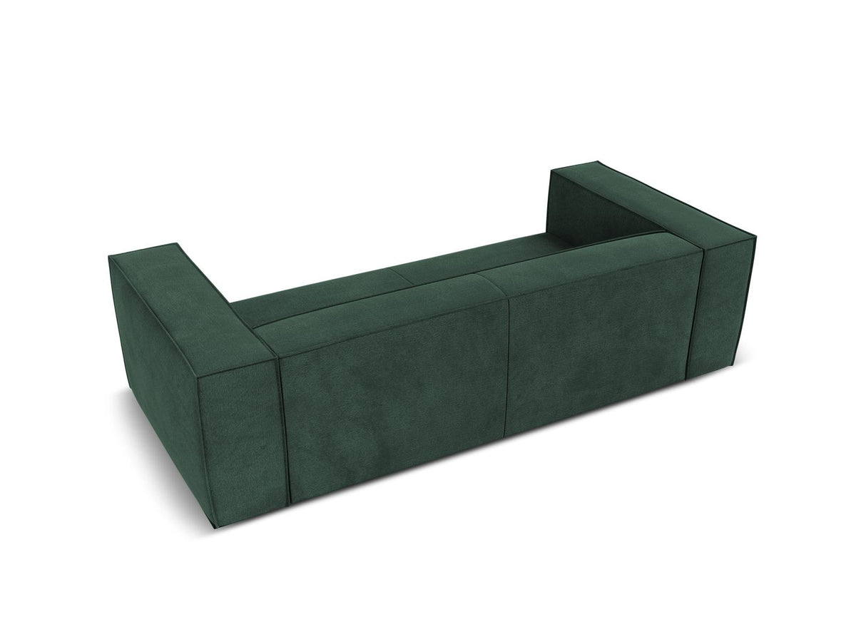 Beiges 3er Sofa Turin von Cosmopolitan Design mit Chenille-Stoffbezug Rosario, Massivholzrahmen und Beinen aus schwarzem Buchenholz.