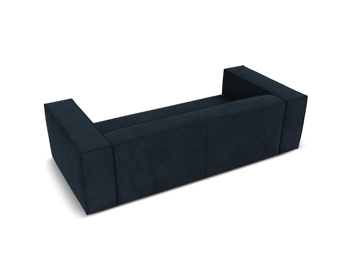 Beiges 3er Sofa Turin von Cosmopolitan Design mit Chenille-Stoffbezug Rosario, Massivholzrahmen und Beinen aus schwarzem Buchenholz.