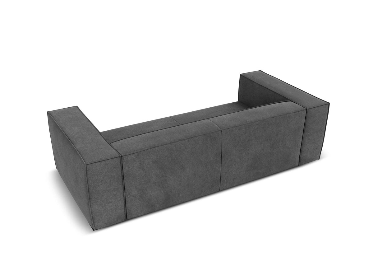 Beiges 3er Sofa Turin von Cosmopolitan Design mit Chenille-Stoffbezug Rosario, Massivholzrahmen und Beinen aus schwarzem Buchenholz.
