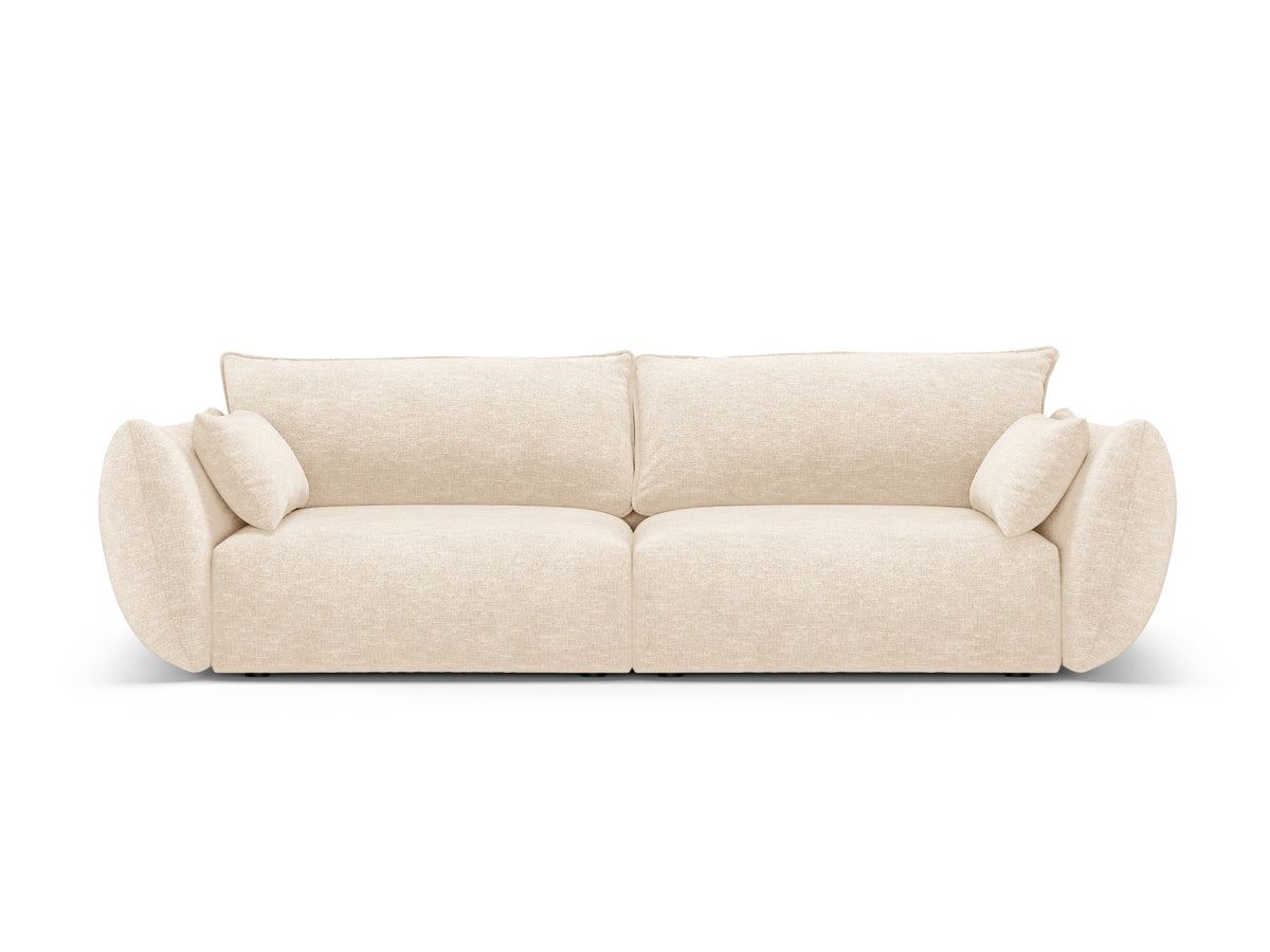 3er Sofa Matera mit Stoffbezug, Massivholzrahmen und schwarzen Kunststoffbeinen