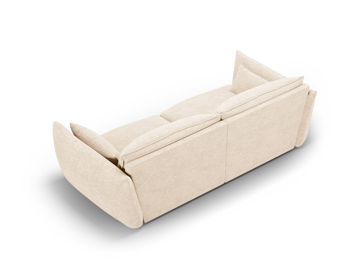 3er Sofa Matera mit Stoffbezug, Massivholzrahmen und schwarzen Kunststoffbeinen