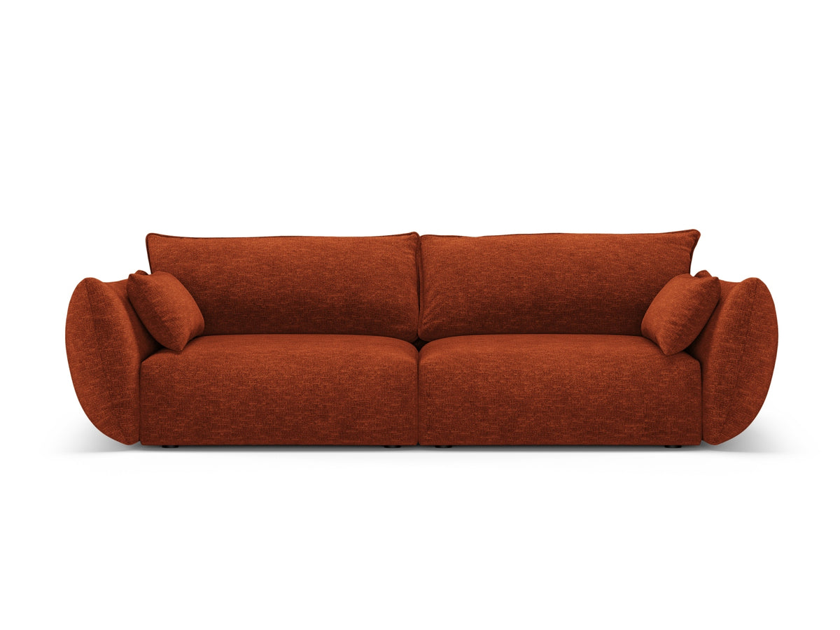 3er Sofa Matera mit Stoffbezug, Massivholzrahmen und schwarzen Kunststoffbeinen