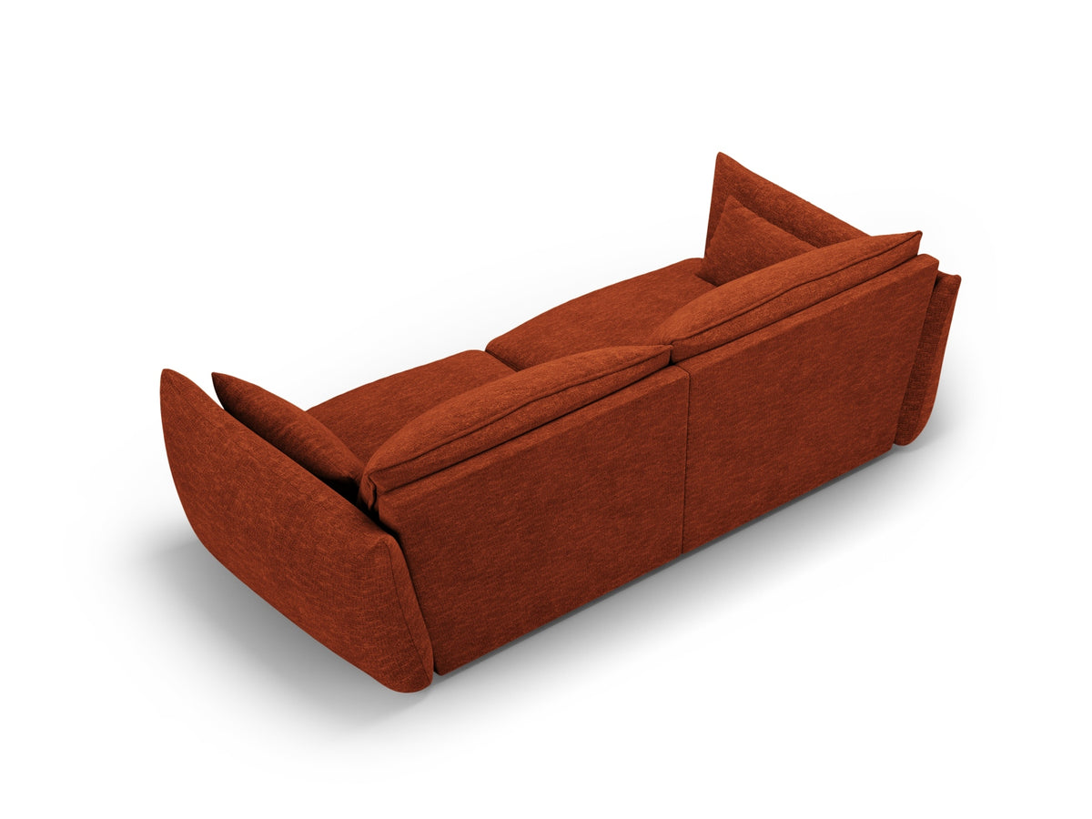 3er Sofa Matera mit Stoffbezug, Massivholzrahmen und schwarzen Kunststoffbeinen