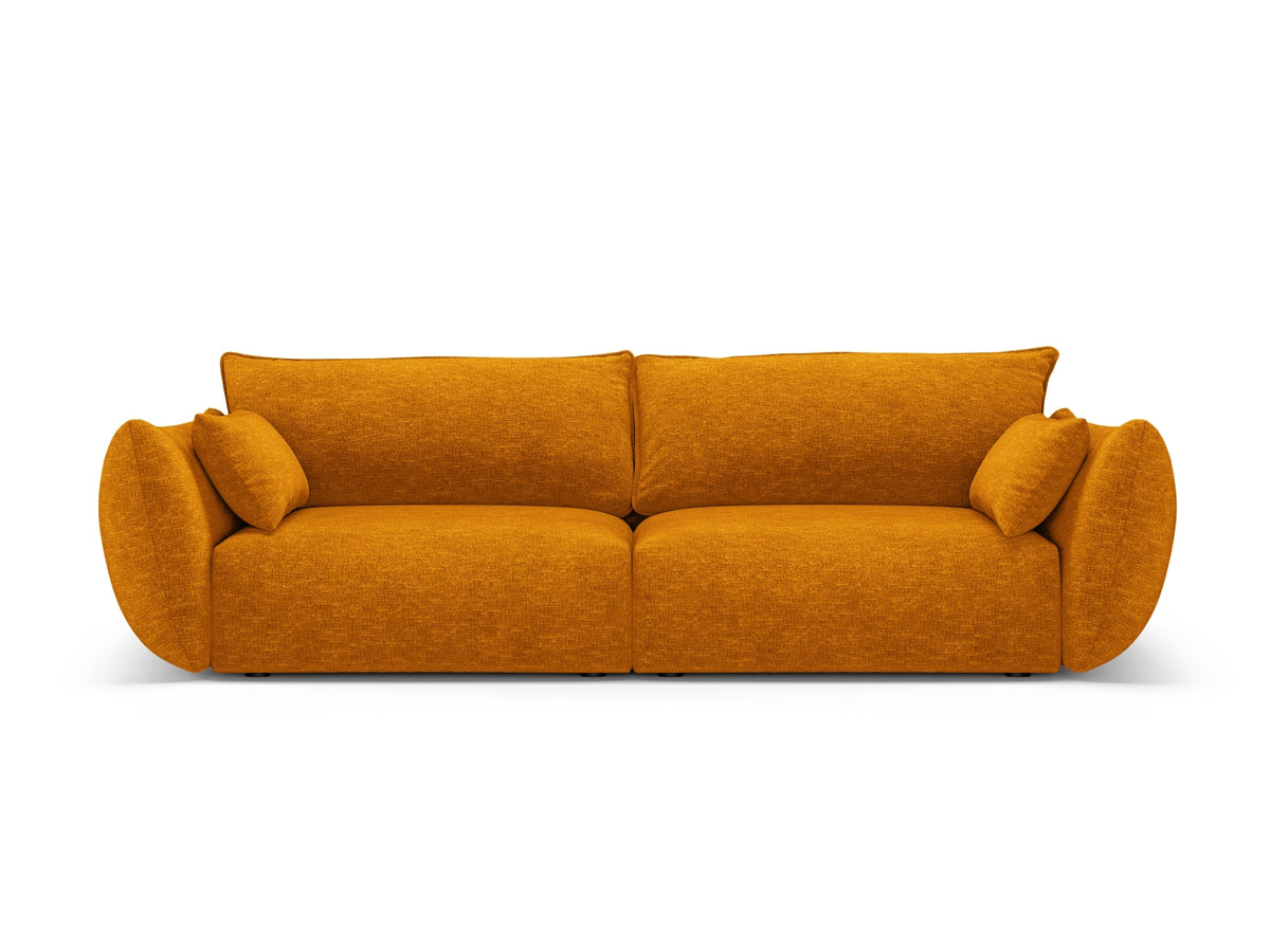 3er Sofa Matera mit Stoffbezug, Massivholzrahmen und schwarzen Kunststoffbeinen