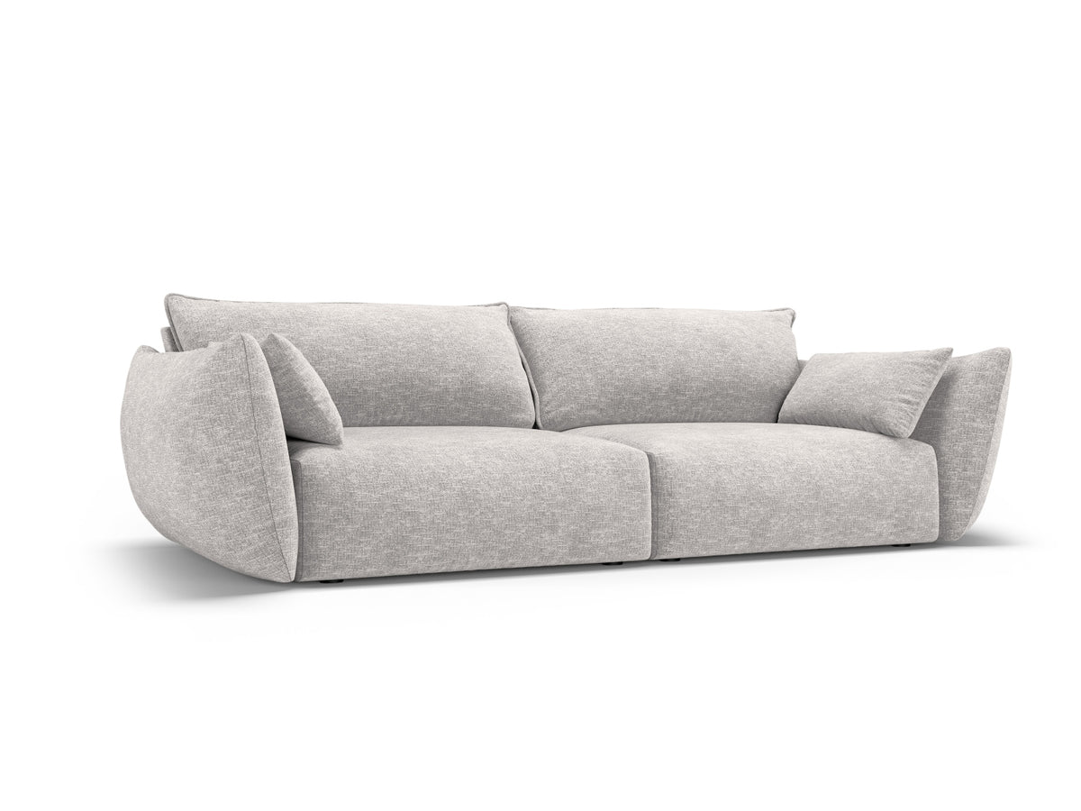 3er Sofa Matera mit Stoffbezug, Massivholzrahmen und schwarzen Kunststoffbeinen