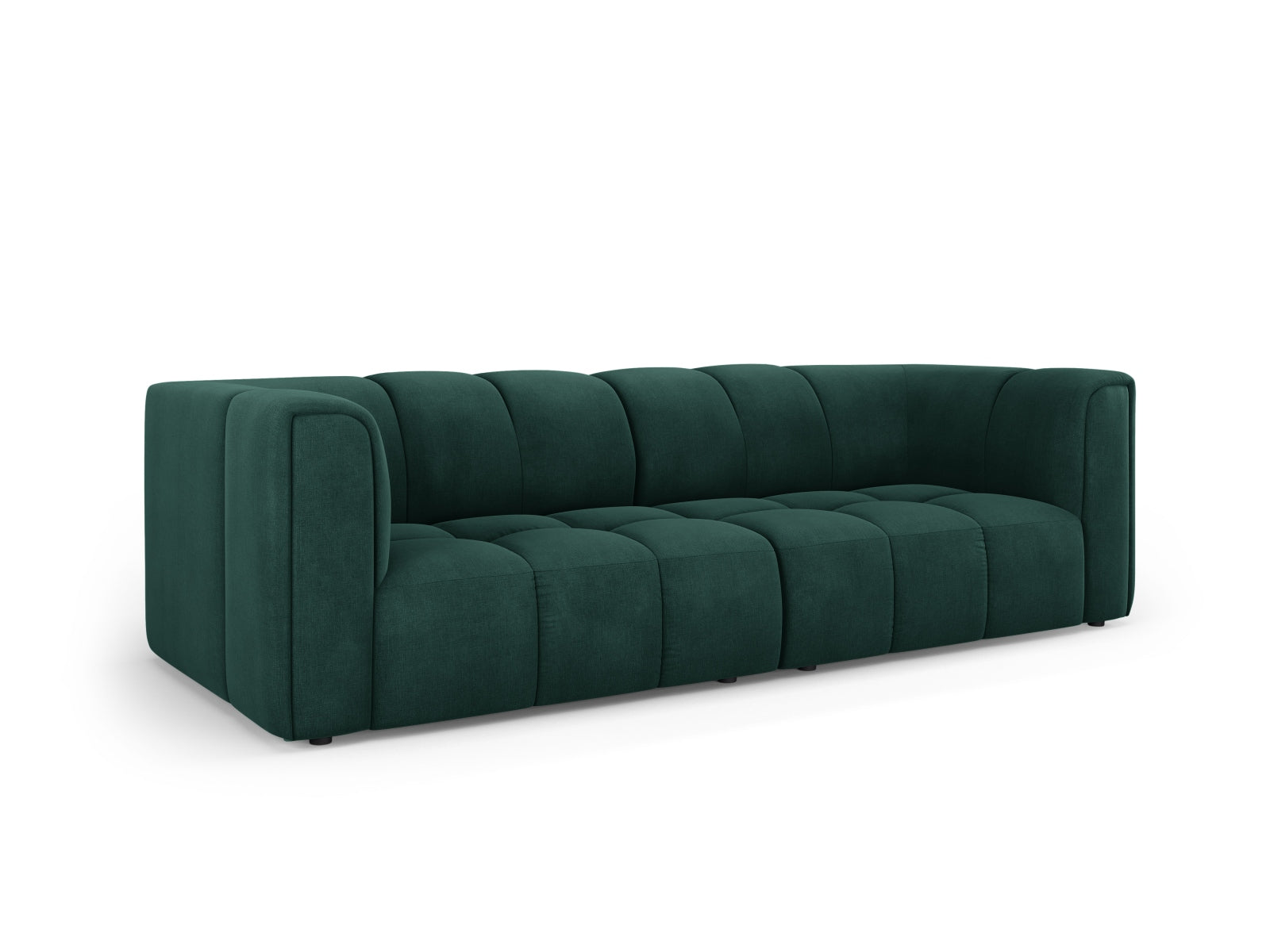 Elegantes 3-Sitzer Sofa Moritz in Flaschengrün, ideal für modernes Wohnen, erhältlich bei KAQTU Design AG.