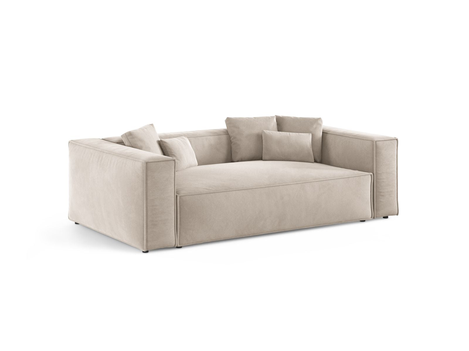 Elegantes 3-Sitzer Sofa Aveiro in sanftem Beige, ideal für stilvolle Wohnräume, erhältlich bei KAQTU Design AG.