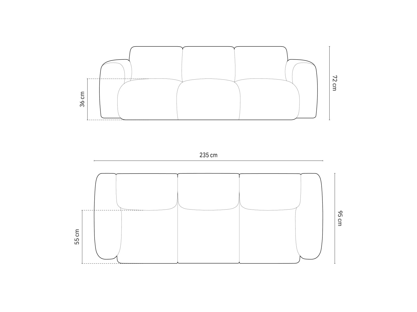 Nolio Velour Sofa 3 Sitzer 95cm in Light Beige präsentiert im Onlineshop von KAQTU Design AG. 3er Sofa ist von Cosmopolitan Design