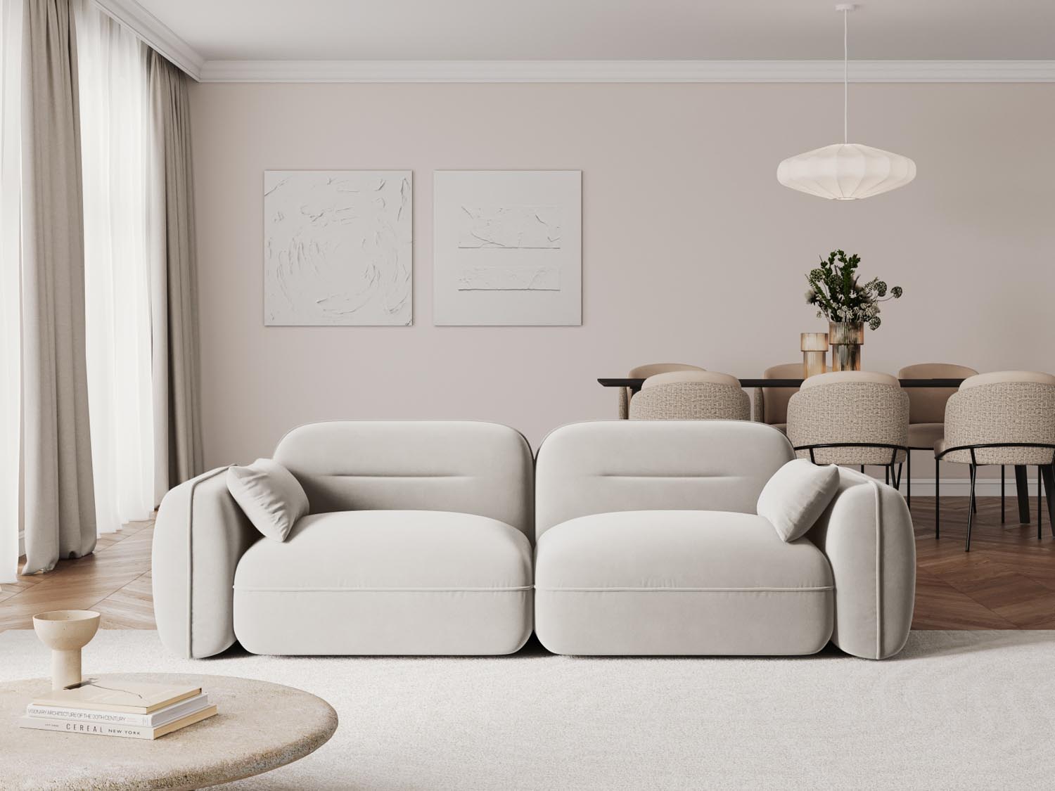Sydney Velour Modular Sofa 3 Sitzer in Light Beige präsentiert im Onlineshop von KAQTU Design AG. 3er Sofa ist von Cosmopolitan Design