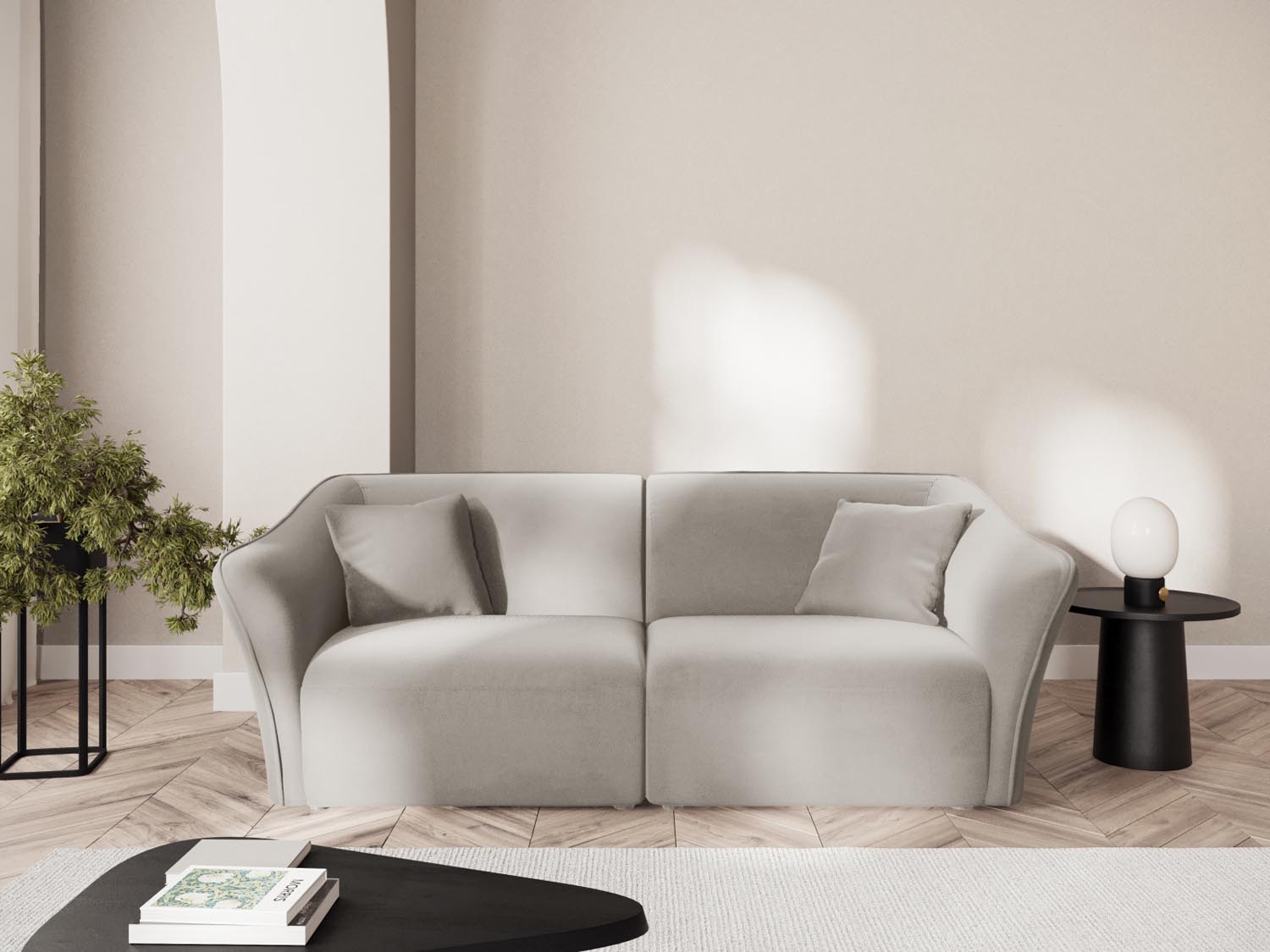 Tokyo Velour Modular Sofa 3 Sitzer in Light Beige präsentiert im Onlineshop von KAQTU Design AG. 3er Sofa ist von Cosmopolitan Design