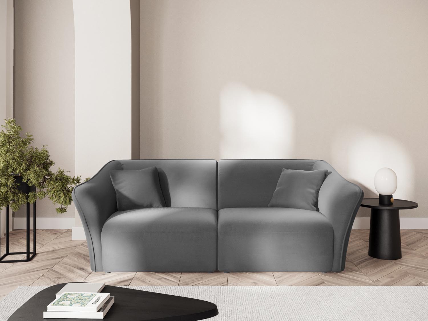 Tokyo Velour Modular Sofa 3 Sitzer in Light Grey präsentiert im Onlineshop von KAQTU Design AG. 3er Sofa ist von Cosmopolitan Design