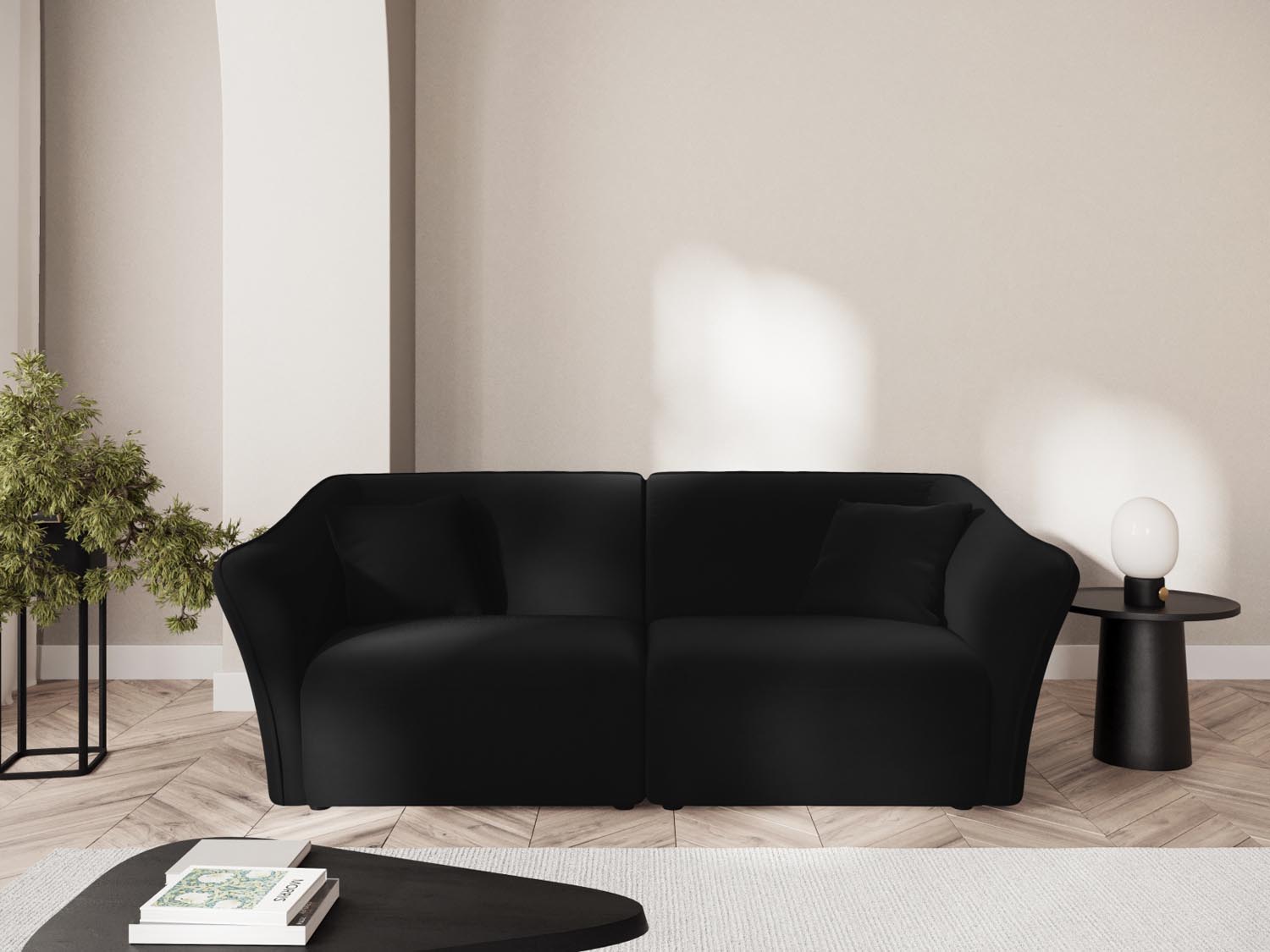 Tokyo Velour Modular Sofa 3 Sitzer in Black präsentiert im Onlineshop von KAQTU Design AG. 3er Sofa ist von Cosmopolitan Design