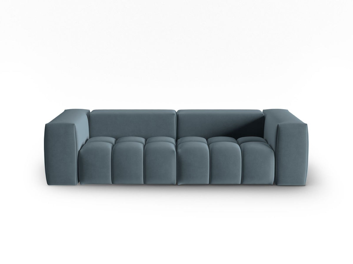 Modulares 3er Sofa Verona in Sand-Casino Samtstoff mit Massivholzrahmen und schwarzen Kunststoffbeinen, Cosmopolitan Design.