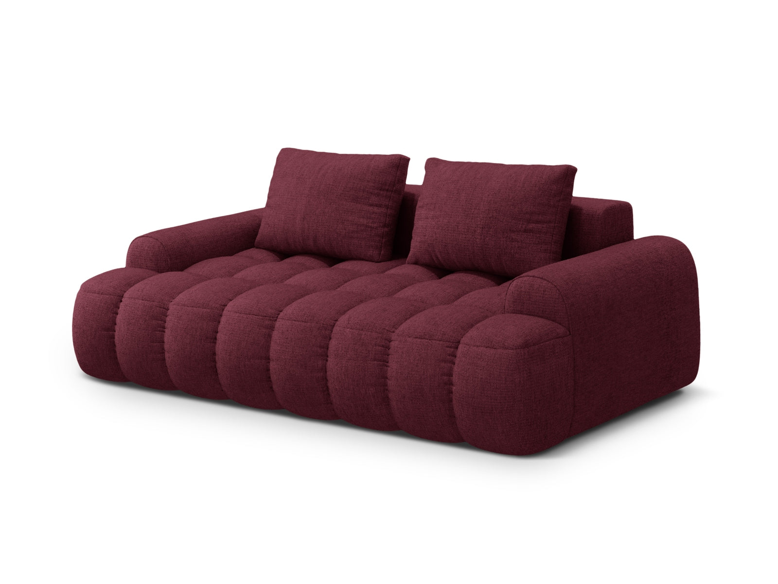 Modernes 3-Sitzer Sofa Linz in edlem Burgundy-Sorella, perfekt für gemütliche und stilvolle Wohnbereiche, erhältlich bei KAQTU.