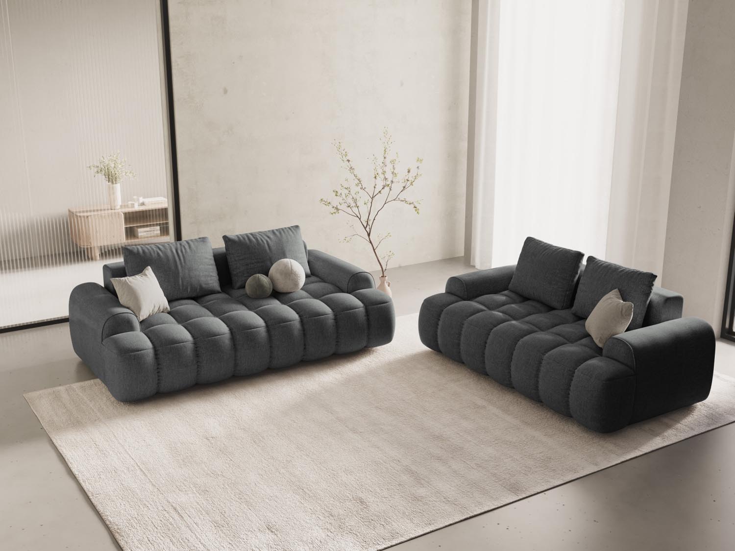 Elegantes Linz 3-Sitzer Sofa in Grau, ideal für stilvolle Wohnräume. Modernes Design von Cosmopolitan Design für höchsten Komfort.