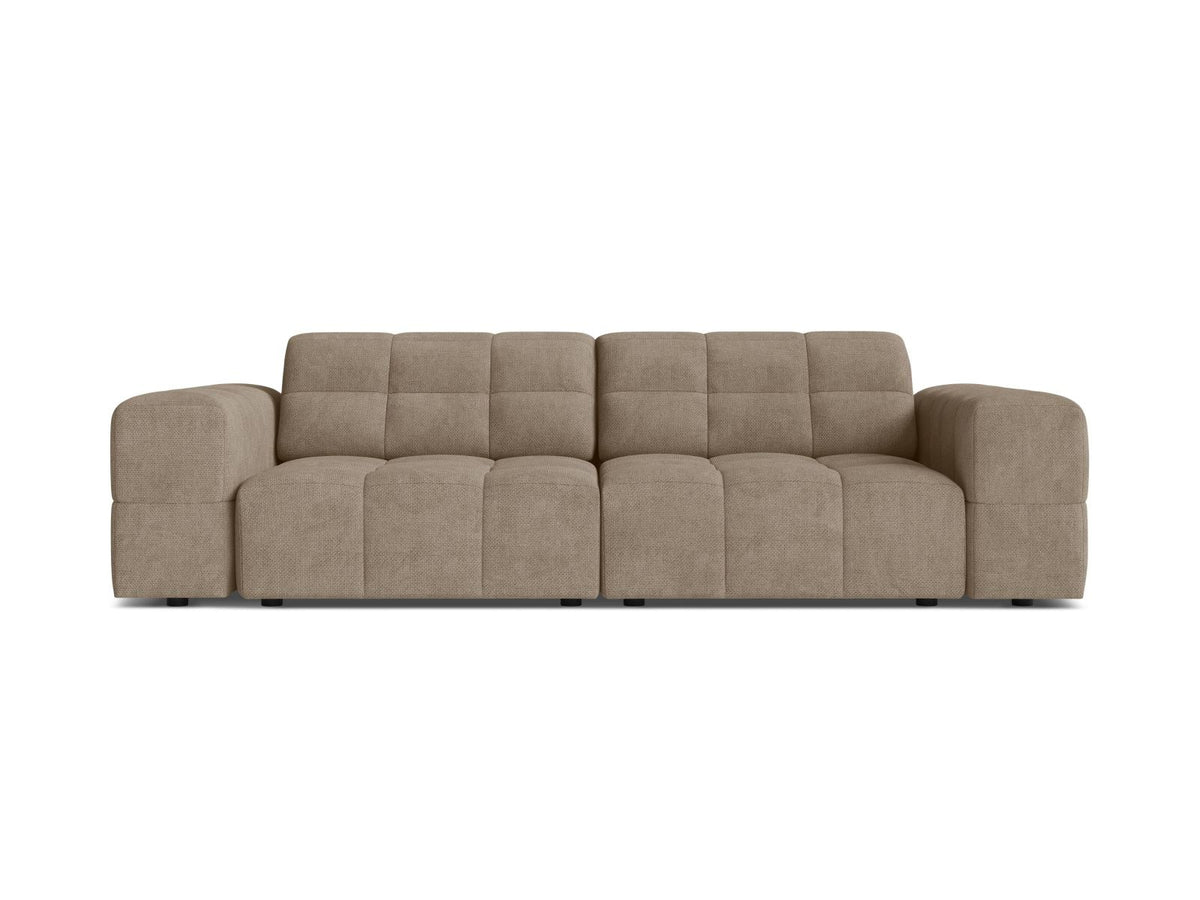 Cosmopolitan Design Chicago 3-Sitzer Sofa in Light Beige, Chenille-Stoff Eden, schwarze Kunststoffbeine, gerade Rückenlehne.
