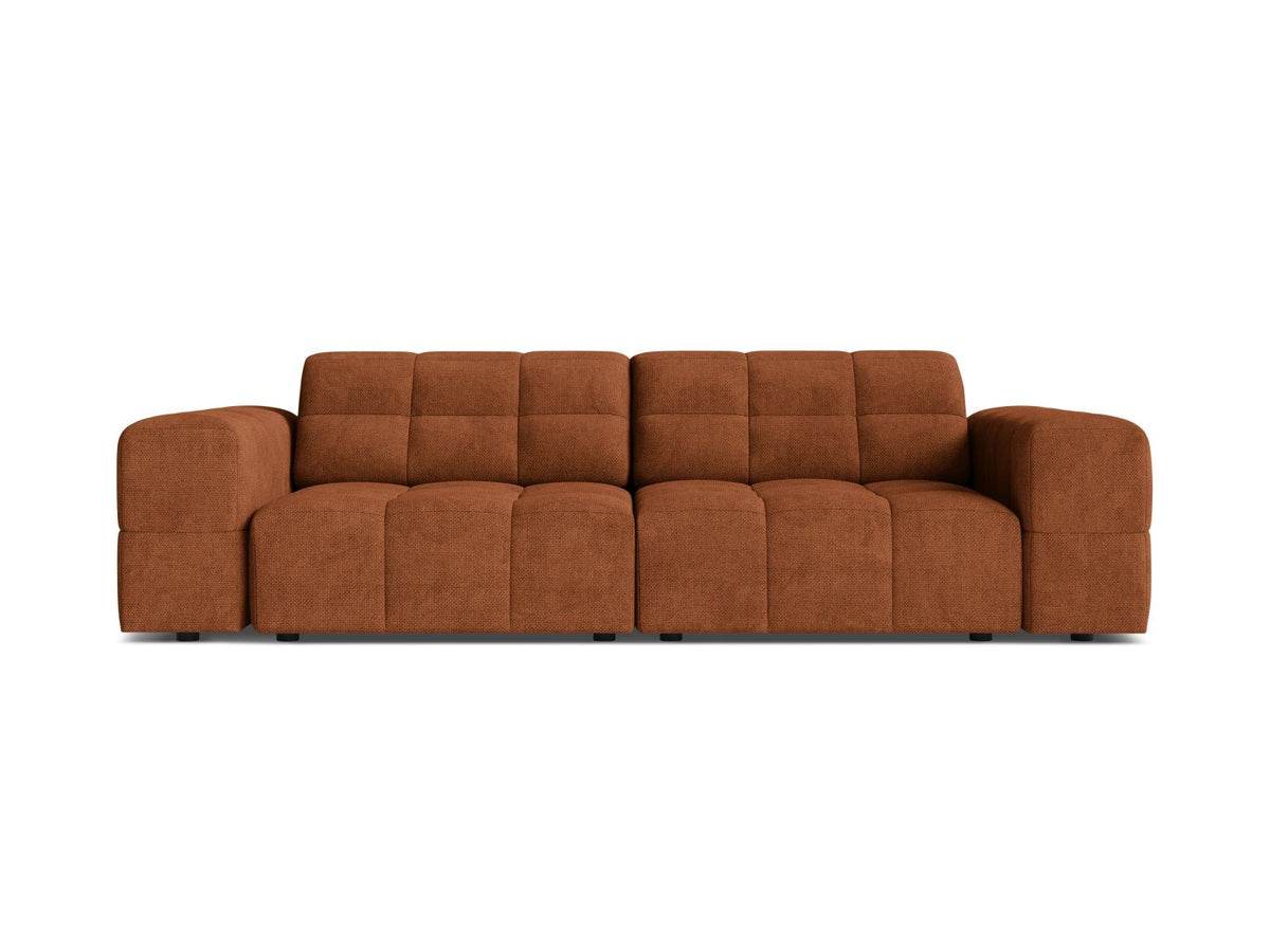 Cosmopolitan Design Chicago 3-Sitzer Sofa in Light Beige, Chenille-Stoff Eden, schwarze Kunststoffbeine, gerade Rückenlehne.