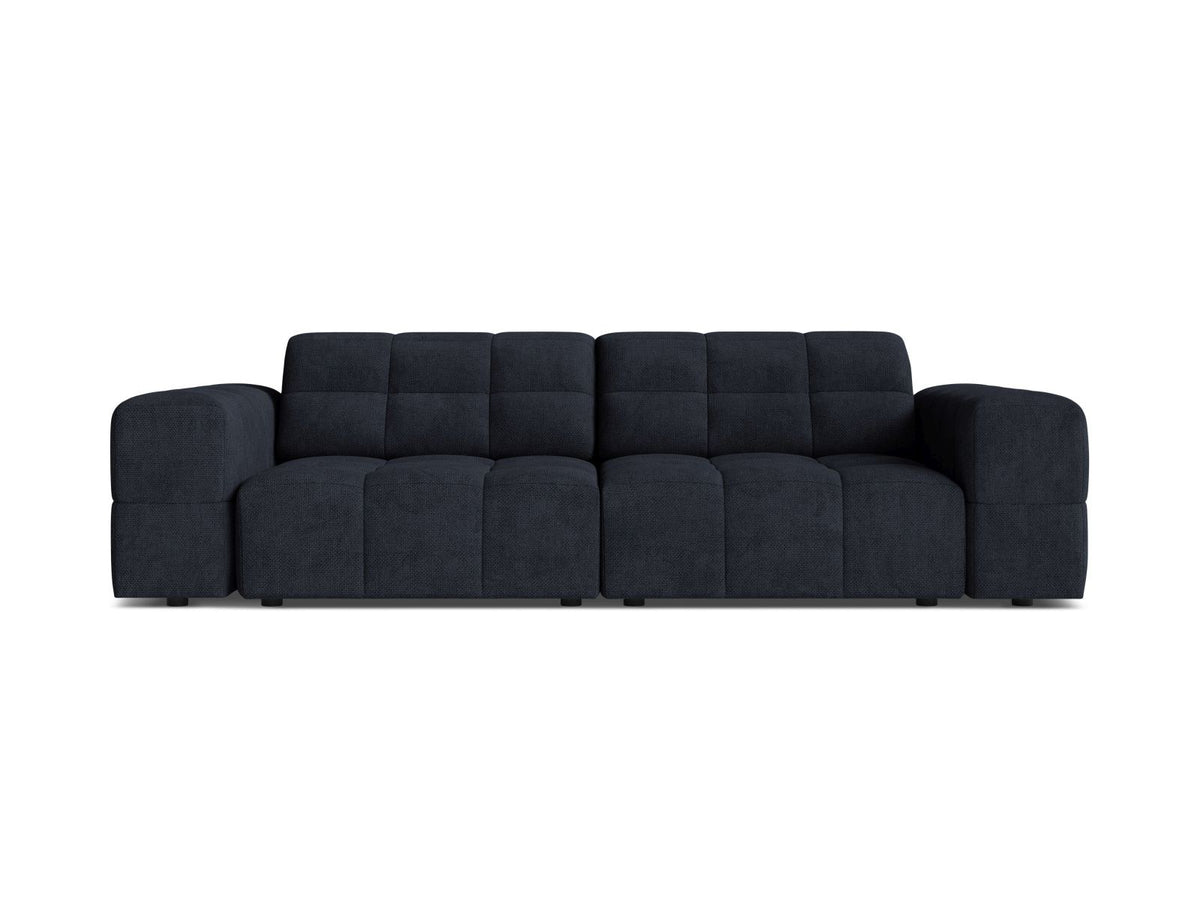 Cosmopolitan Design Chicago 3-Sitzer Sofa in Light Beige, Chenille-Stoff Eden, schwarze Kunststoffbeine, gerade Rückenlehne.