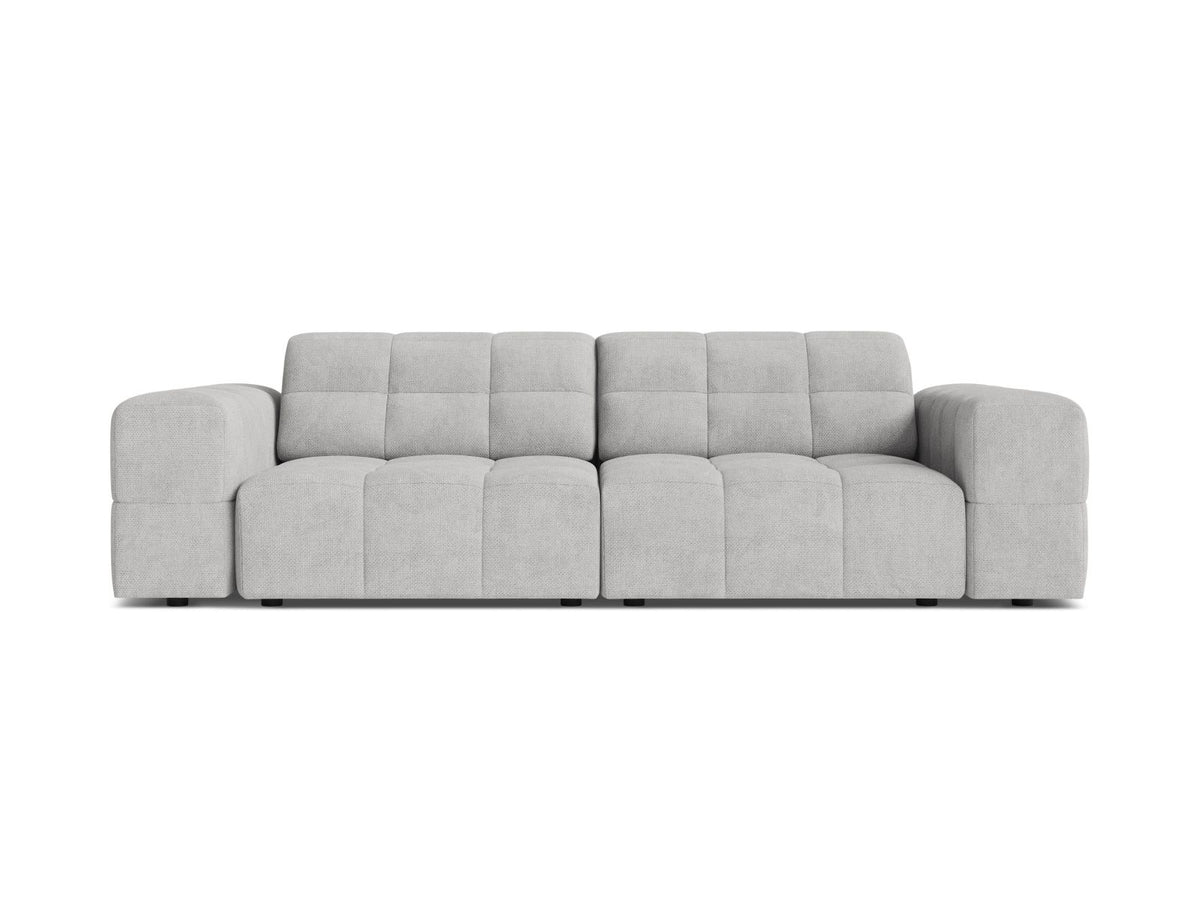 Cosmopolitan Design Chicago 3-Sitzer Sofa in Light Beige, Chenille-Stoff Eden, schwarze Kunststoffbeine, gerade Rückenlehne.