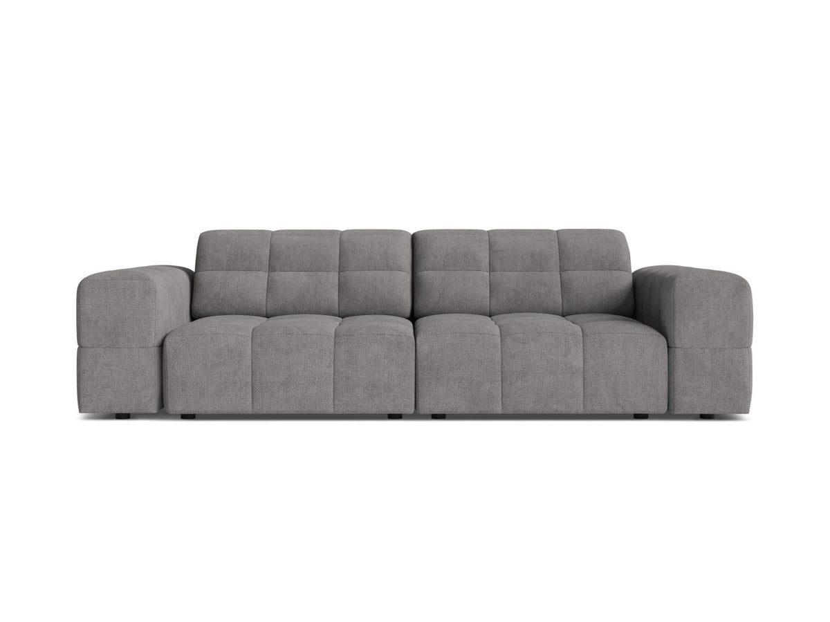 Cosmopolitan Design Chicago 3-Sitzer Sofa in Light Beige, Chenille-Stoff Eden, schwarze Kunststoffbeine, gerade Rückenlehne.