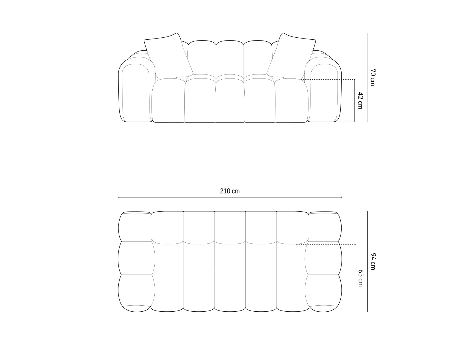 Modernes 3-Sitzer Sofa Treno in edlem Dunkelbeige, perfekt für stilvolle Wohnzimmer und gemütliche Entspannung, erhältlich bei KAQTU.