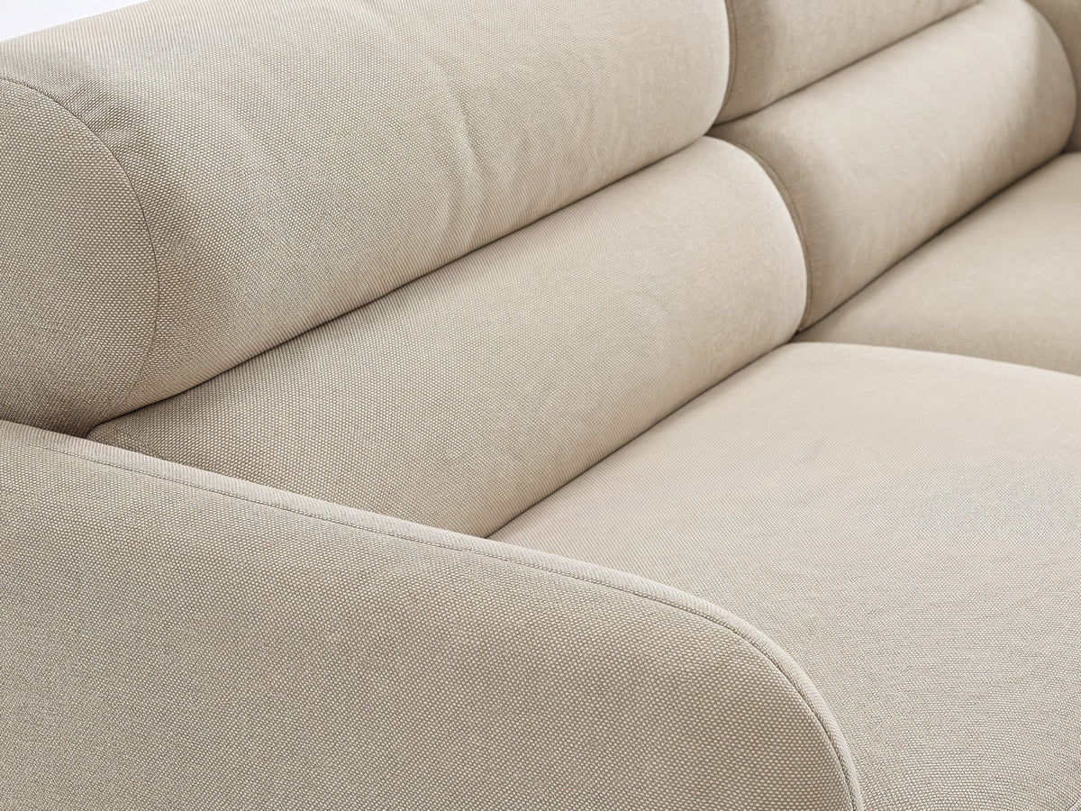 Dreisitzer-Sofa Malmo mit Stoffbezug und niedrigen schwarzen Kunststoffbeinen