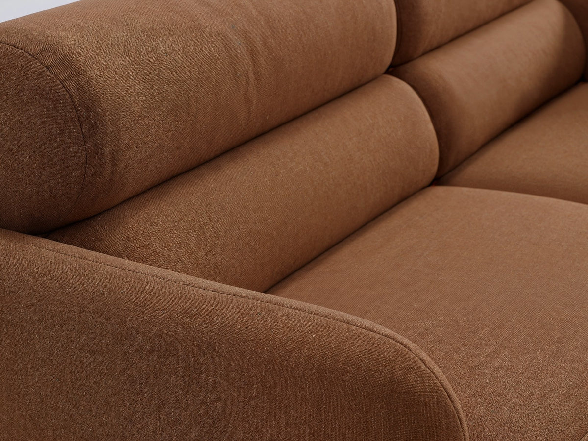 Dreisitzer-Sofa Malmo mit Stoffbezug und niedrigen schwarzen Kunststoffbeinen