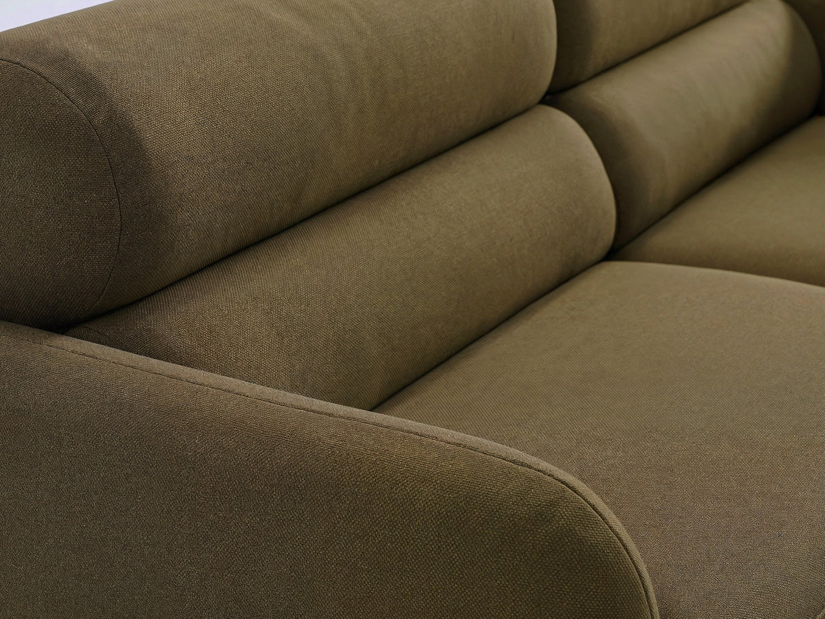 Dreisitzer-Sofa Malmo mit Stoffbezug und niedrigen schwarzen Kunststoffbeinen