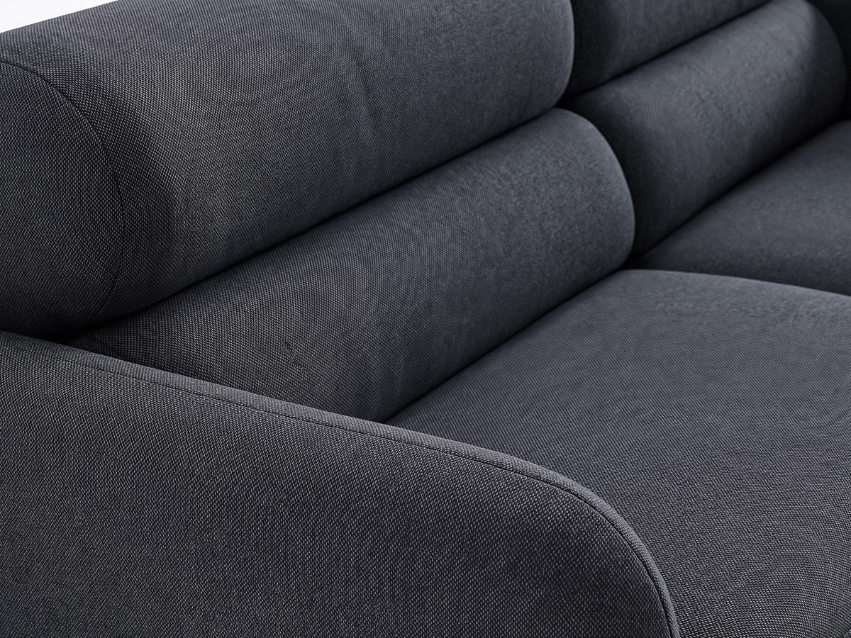 Dreisitzer-Sofa Malmo mit Stoffbezug und niedrigen schwarzen Kunststoffbeinen