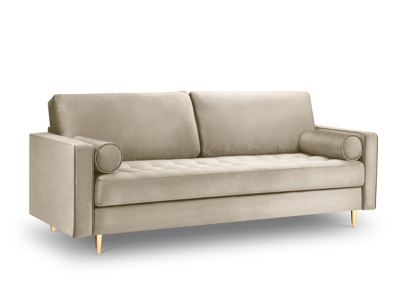 Elegantes 3-Sitzer Sofa Aspen in warmem Dunkelbeige, ideal für moderne Wohnräume, entworfen von Cosmopolitan Design.