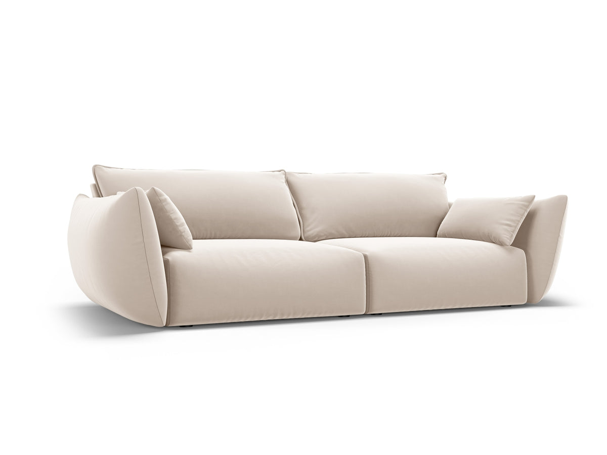 3er Sofa Matera mit Stoffbezug, Massivholzrahmen und schwarzen Kunststoffbeinen
