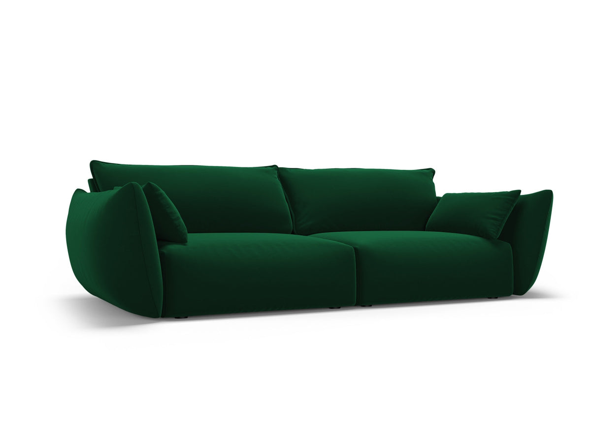 3er Sofa Matera mit Stoffbezug, Massivholzrahmen und schwarzen Kunststoffbeinen
