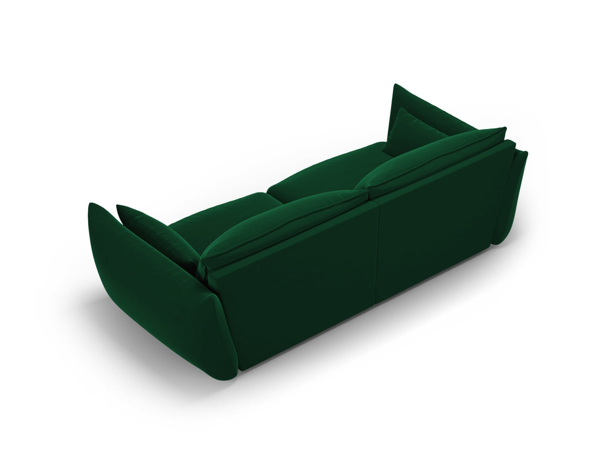 3er Sofa Matera mit Stoffbezug, Massivholzrahmen und schwarzen Kunststoffbeinen