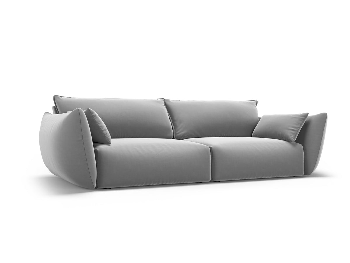 3er Sofa Matera mit Stoffbezug, Massivholzrahmen und schwarzen Kunststoffbeinen