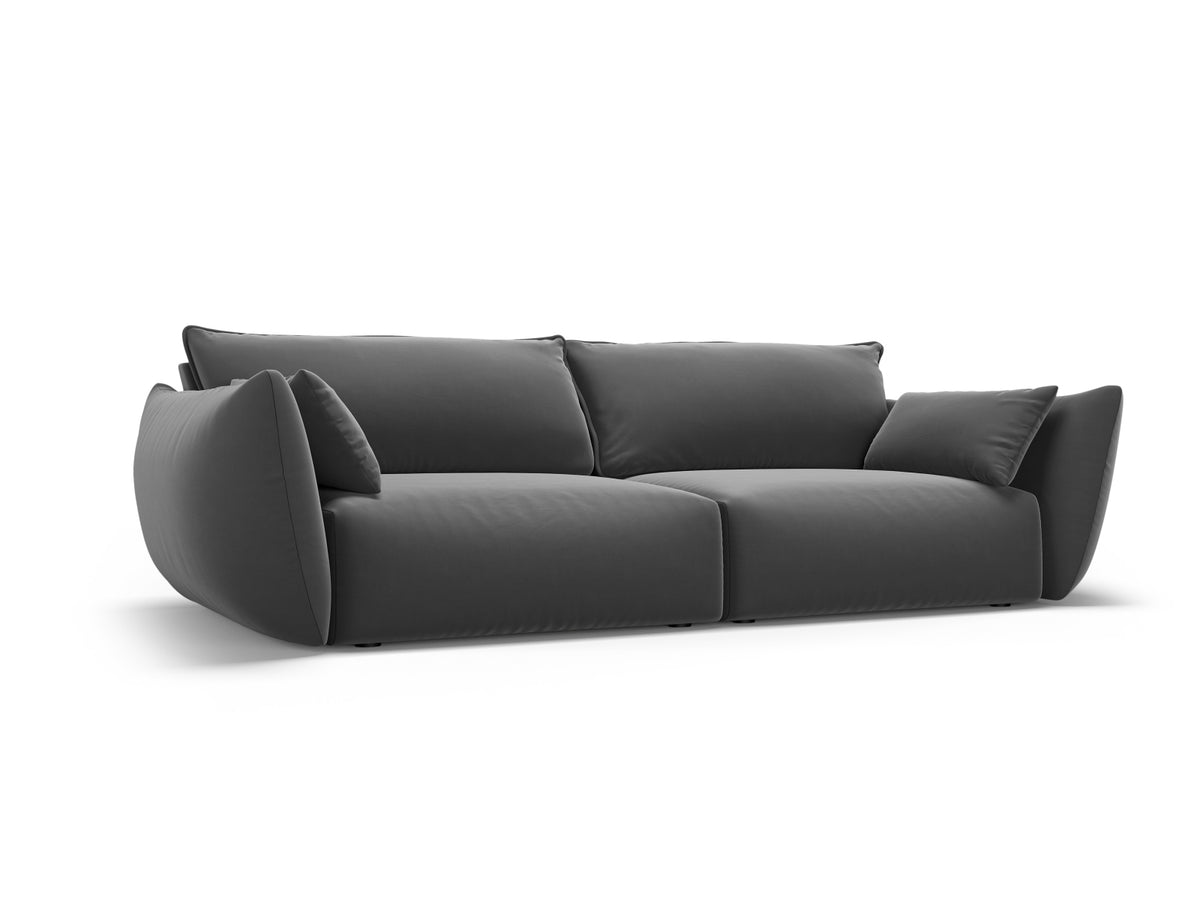 3er Sofa Matera mit Stoffbezug, Massivholzrahmen und schwarzen Kunststoffbeinen