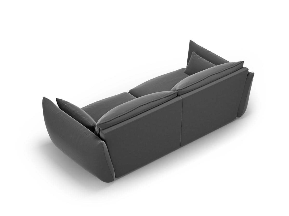 3er Sofa Matera mit Stoffbezug, Massivholzrahmen und schwarzen Kunststoffbeinen