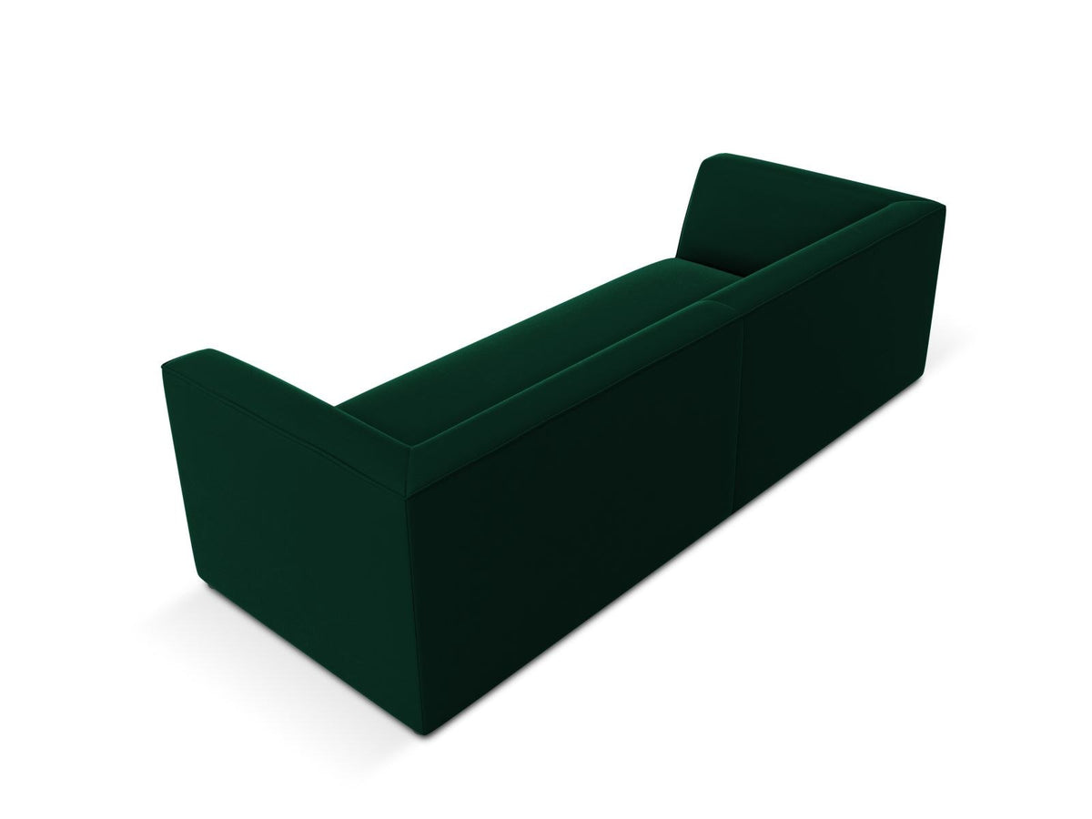 Dreisitzer-Sofa mit schwarzem Samtbezug (Salvador), Massivholzrahmen und schwarzen Kunststoffbeinen, Breite 232 cm.