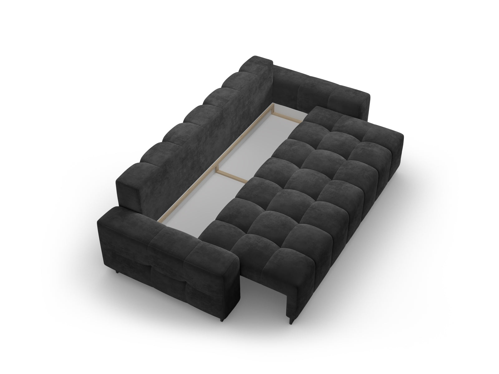 Wicklow Velour Sofa mit Schlaffunktion und Stauraum 3 Sitzer in Dark Grey präsentiert im Onlineshop von KAQTU Design AG. Bettsofa ist von Cosmopolitan Design