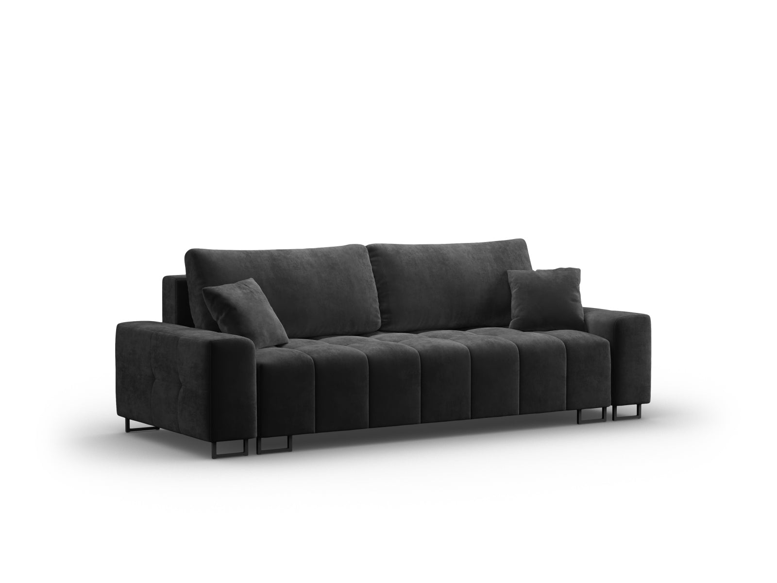 Wicklow Velour Sofa mit Schlaffunktion und Stauraum 3 Sitzer in Dark Grey präsentiert im Onlineshop von KAQTU Design AG. Bettsofa ist von Cosmopolitan Design