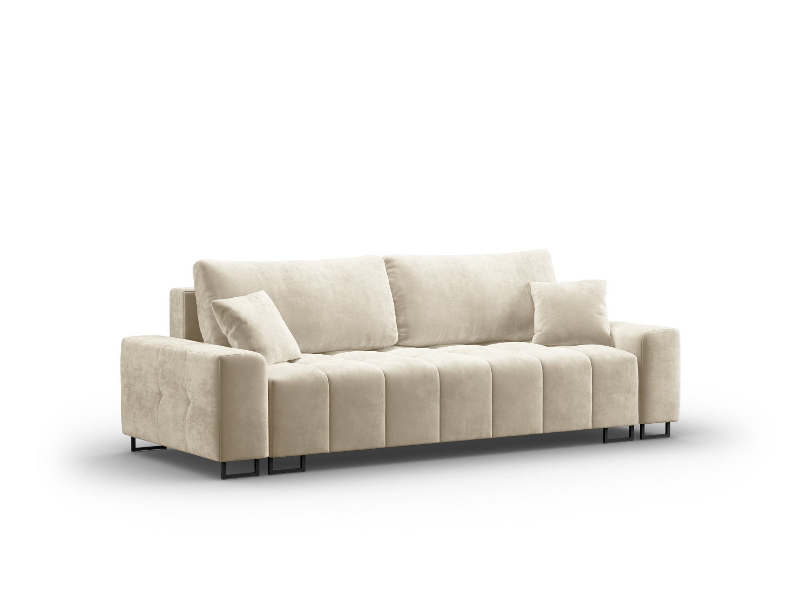 Wicklow Velour Sofa mit Schlaffunktion und Stauraum 3 Sitzer in Beige präsentiert im Onlineshop von KAQTU Design AG. Bettsofa ist von Cosmopolitan Design