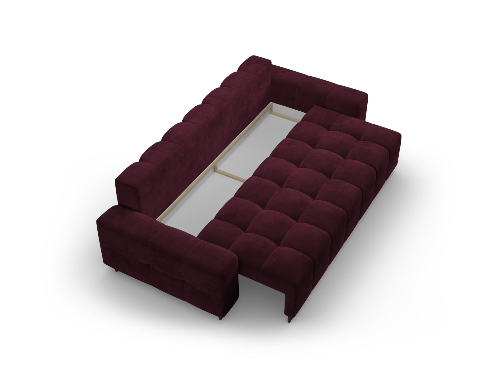 Wicklow Velour Sofa mit Schlaffunktion und Stauraum 3 Sitzer in Dark Red präsentiert im Onlineshop von KAQTU Design AG. Bettsofa ist von Cosmopolitan Design