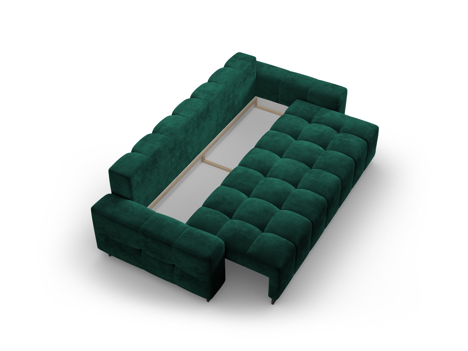 Wicklow Velour Sofa mit Schlaffunktion und Stauraum 3 Sitzer in Bottle Green präsentiert im Onlineshop von KAQTU Design AG. Bettsofa ist von Cosmopolitan Design