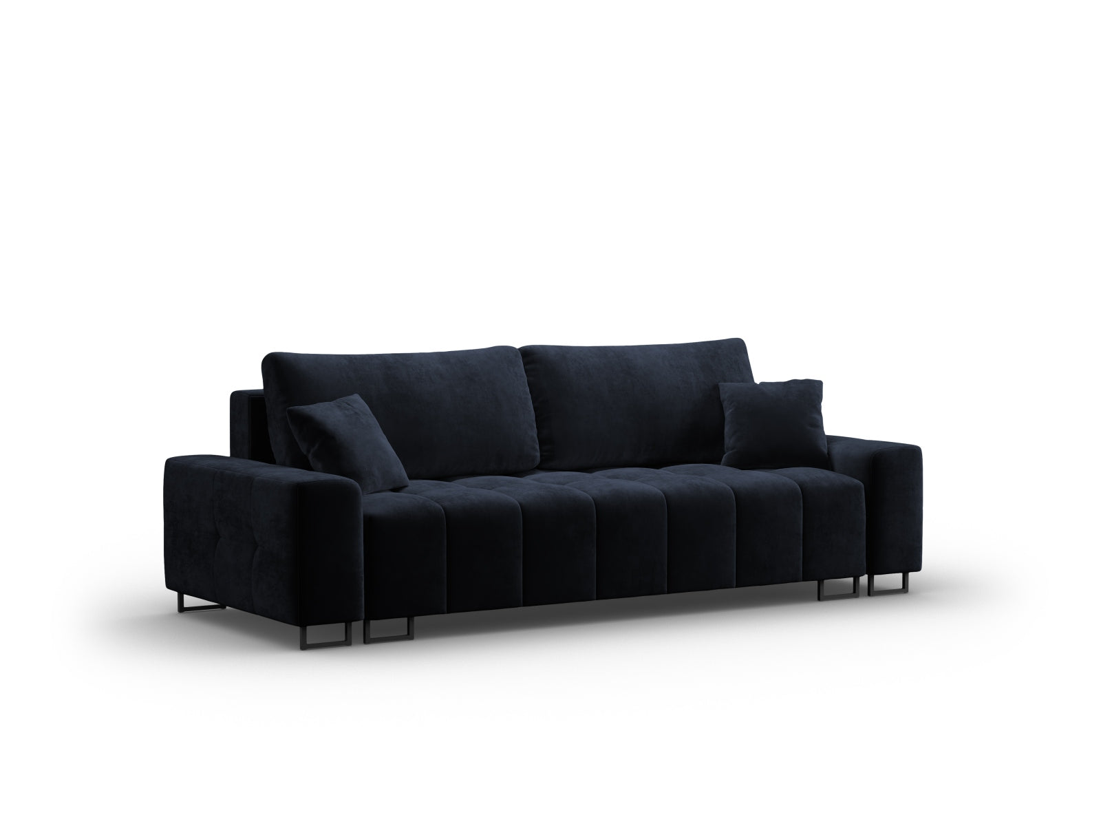 Wicklow Velour Sofa mit Schlaffunktion und Stauraum 3 Sitzer in Dark Blue präsentiert im Onlineshop von KAQTU Design AG. Bettsofa ist von Cosmopolitan Design